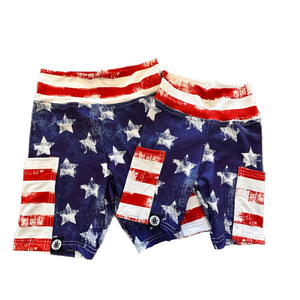 ADULT Patriotic Stars + Stripes Biker Shorts