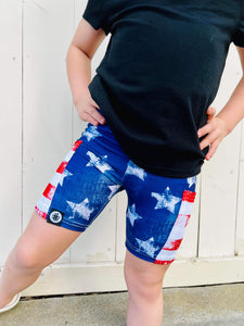 Patriotic Stars + Stripes Biker Shorts
