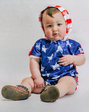 Load image into Gallery viewer, Patriotic Stars + Stripes Snap Romper
