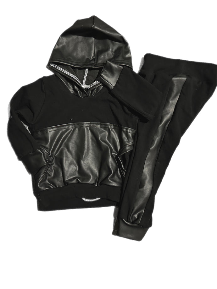 YOUTH Black/Black Pleather Hoodie