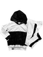 Load image into Gallery viewer, YOUTH White/Black Pleather Hoodie
