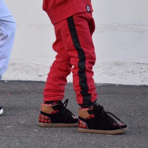 YOUTH Red/Black Pleather Joggers