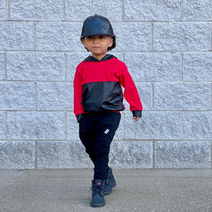 YOUTH Red/Black Pleather Hoodie