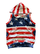 Load image into Gallery viewer, YOUTH Patriotic Stars + Stripes Hooded Top
