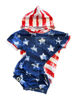 Load image into Gallery viewer, Patriotic Stars + Stripes Snap Romper
