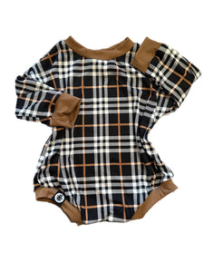 Black Copper Plaid Sweater Romper